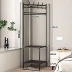 Corner Clothes Rail with Shelves & Hooks - Black with 2 Shelves, 180cm High with Dimensions