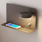 Reading Wall Light with Shelf & USB Port - Black Finish with Phone Charging