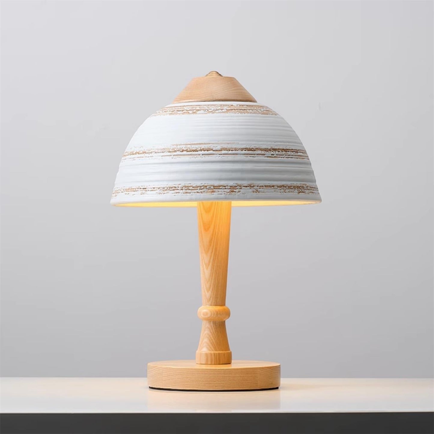 Japanese Retro Ceramic & Wood Table Lamp | 23cm 35cm Vintage Art