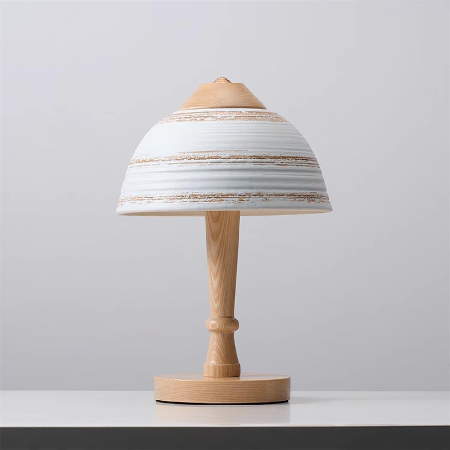 Japanese Retro Ceramic & Wood Table Lamp | 23cm 35cm Vintage Art