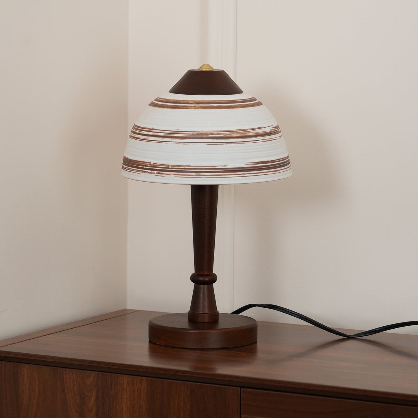 Japanese Retro Ceramic & Wood Table Lamp | 23cm 35cm Vintage Art