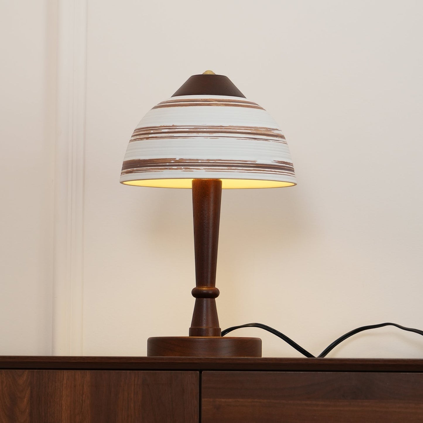 Japanese Retro Ceramic & Wood Table Lamp | 23cm 35cm Vintage Art