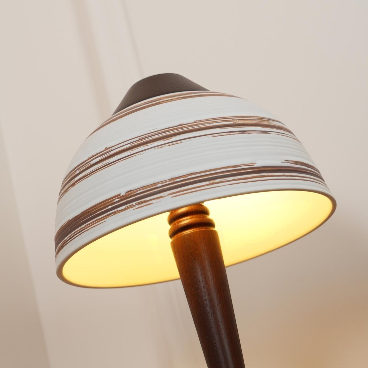 Japanese Retro Ceramic & Wood Table Lamp | 23cm 35cm Vintage Art