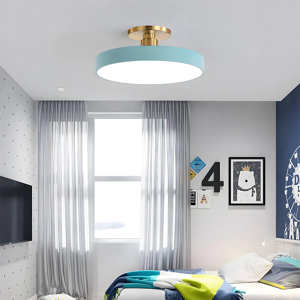 Round LED Ceiling Light with Acrylic Diffuser - Blue Finish in Children's Bedroom