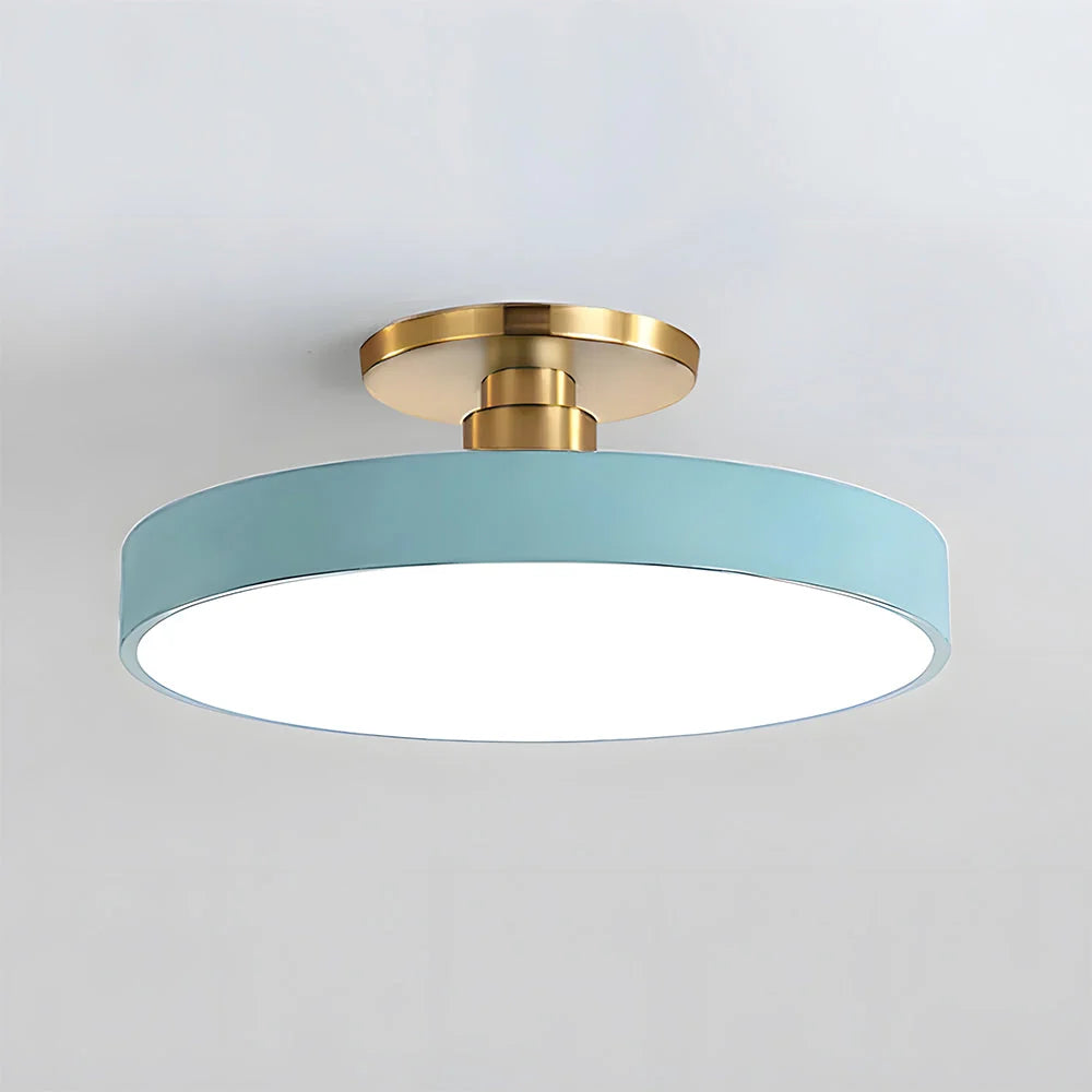 Round LED Ceiling Light with Acrylic Diffuser - Blue Finish, Front View