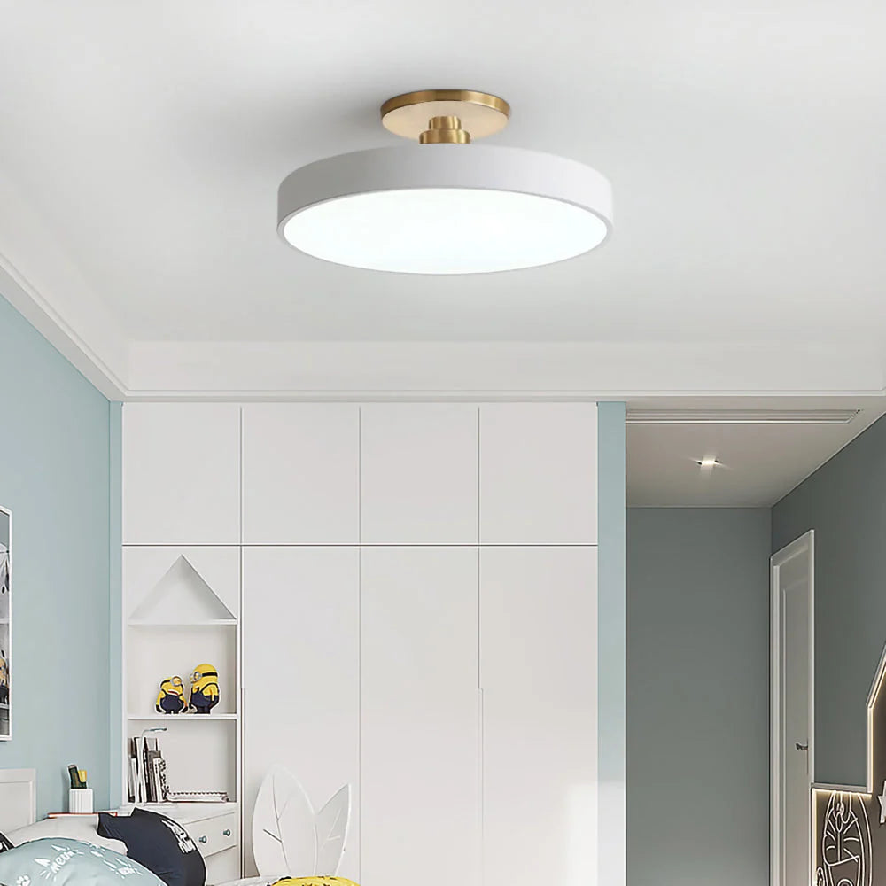Round LED Ceiling Light with Acrylic Diffuser - White Finish in Children's Room
