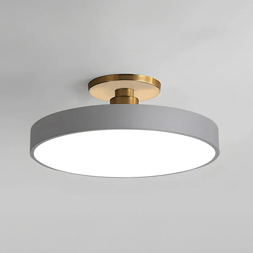 Round LED Ceiling Light with Acrylic Diffuser - Grey Finish, Front View