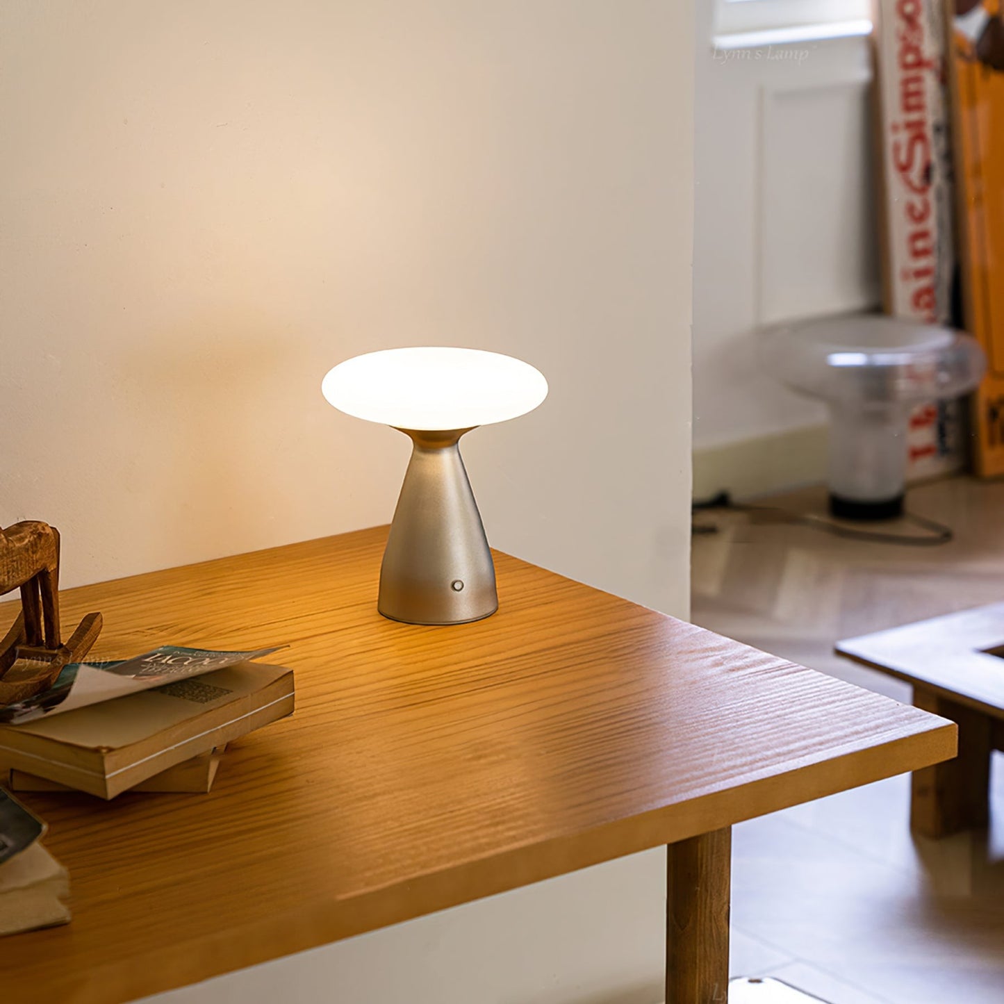 Rechargeable Metal & Glass Cordless Table Lamp | Sleek Ambient LED