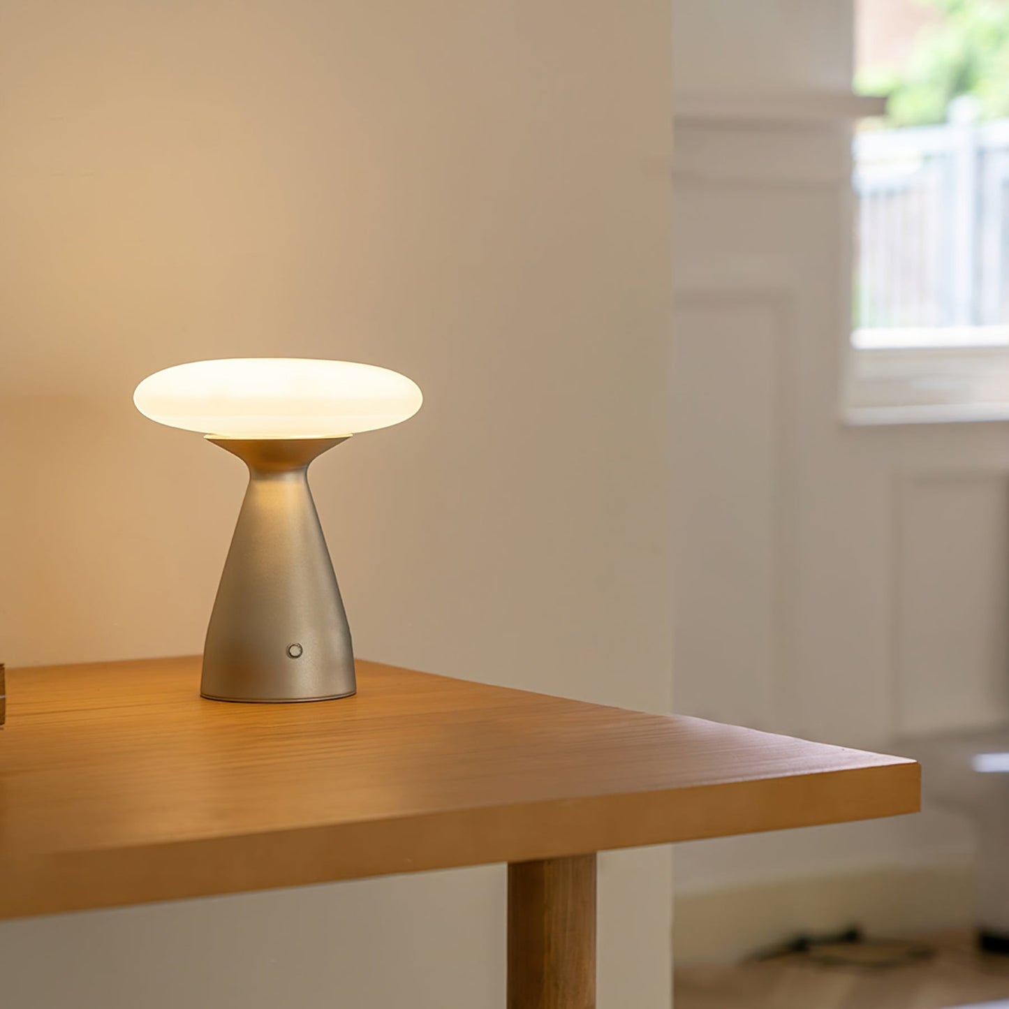 Rechargeable Metal & Glass Cordless Table Lamp | Sleek Ambient LED