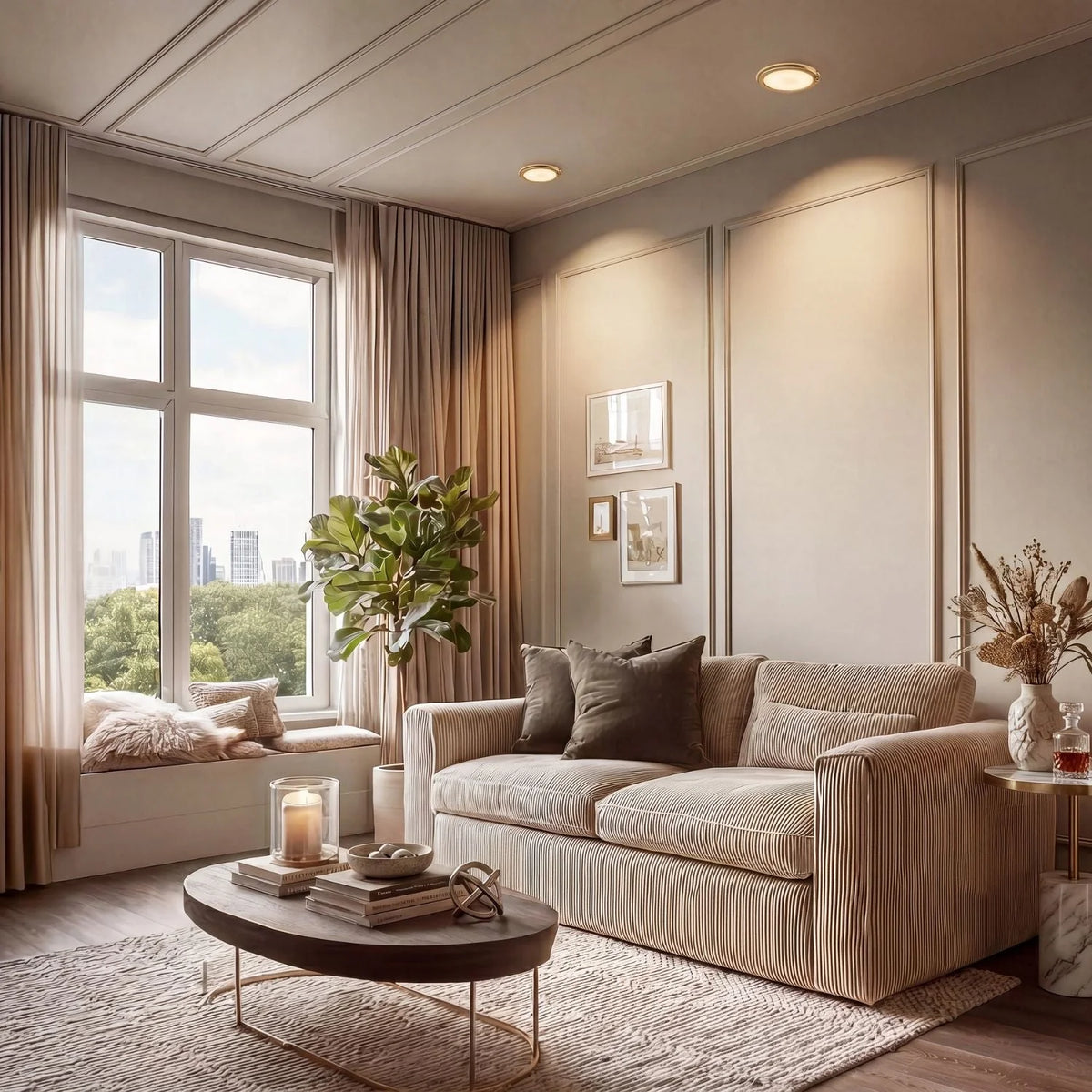 Wireless LED Ceiling Light with Motion Sensor - Lights on Living Room Ceiling by Window