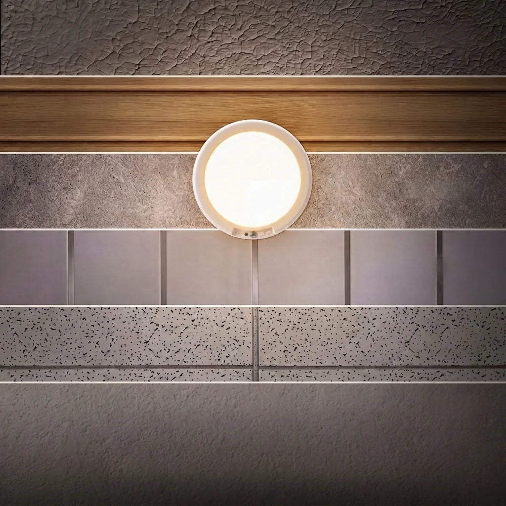 Wireless LED Ceiling Light with Motion Sensor - Mounted on Feature Wall