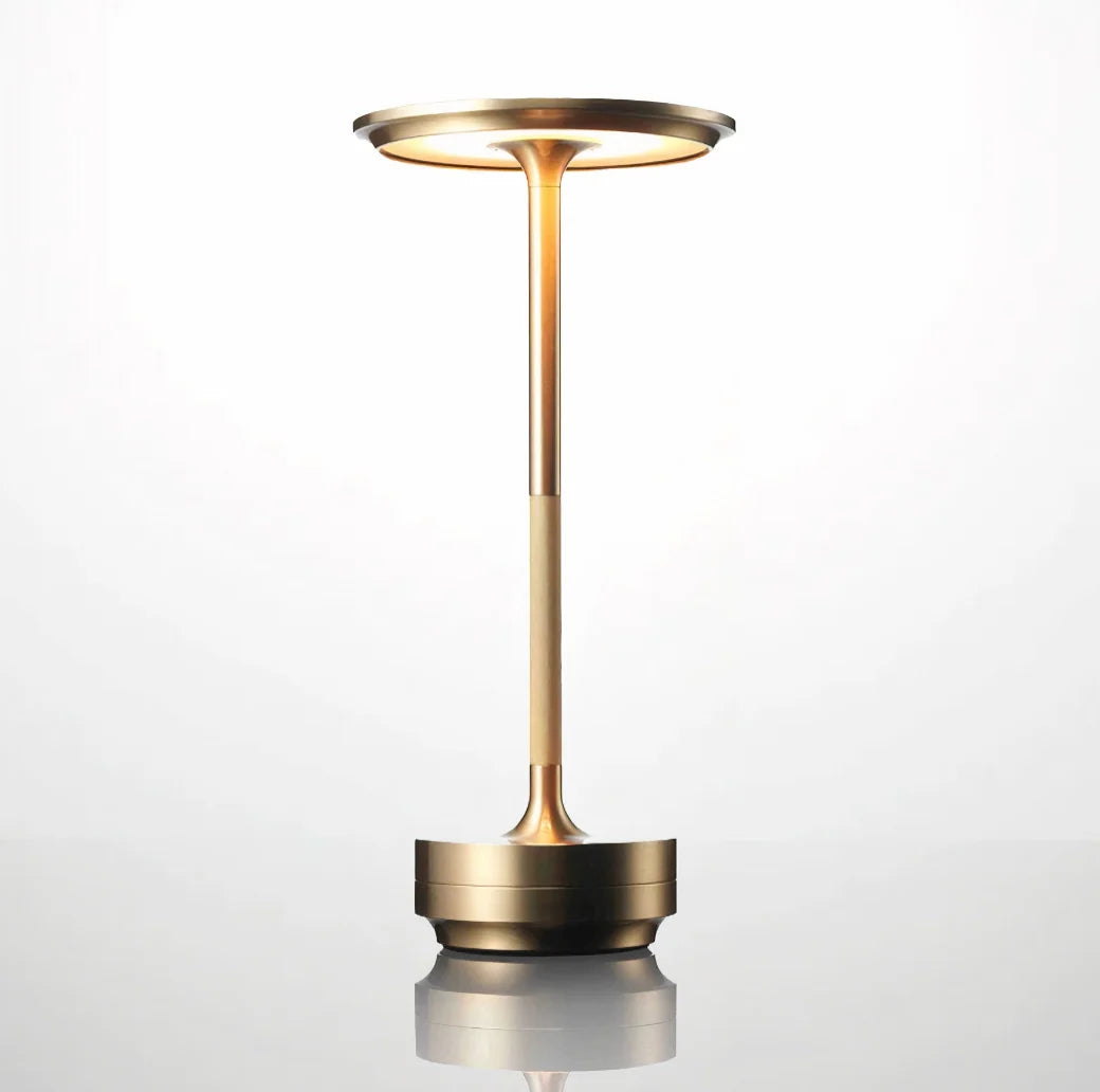 Cordless LED Table Lamp - Gold Finish on White Background