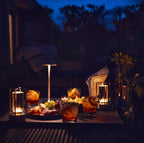 Cordless LED Table Lamp - On Outdoor Table at Night