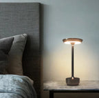 Cordless LED Table Lamp - Silver Finish on Bedside Table