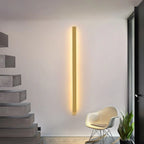 Slim Linear LED Wall Light - Gold Finish Vertical, Closer View