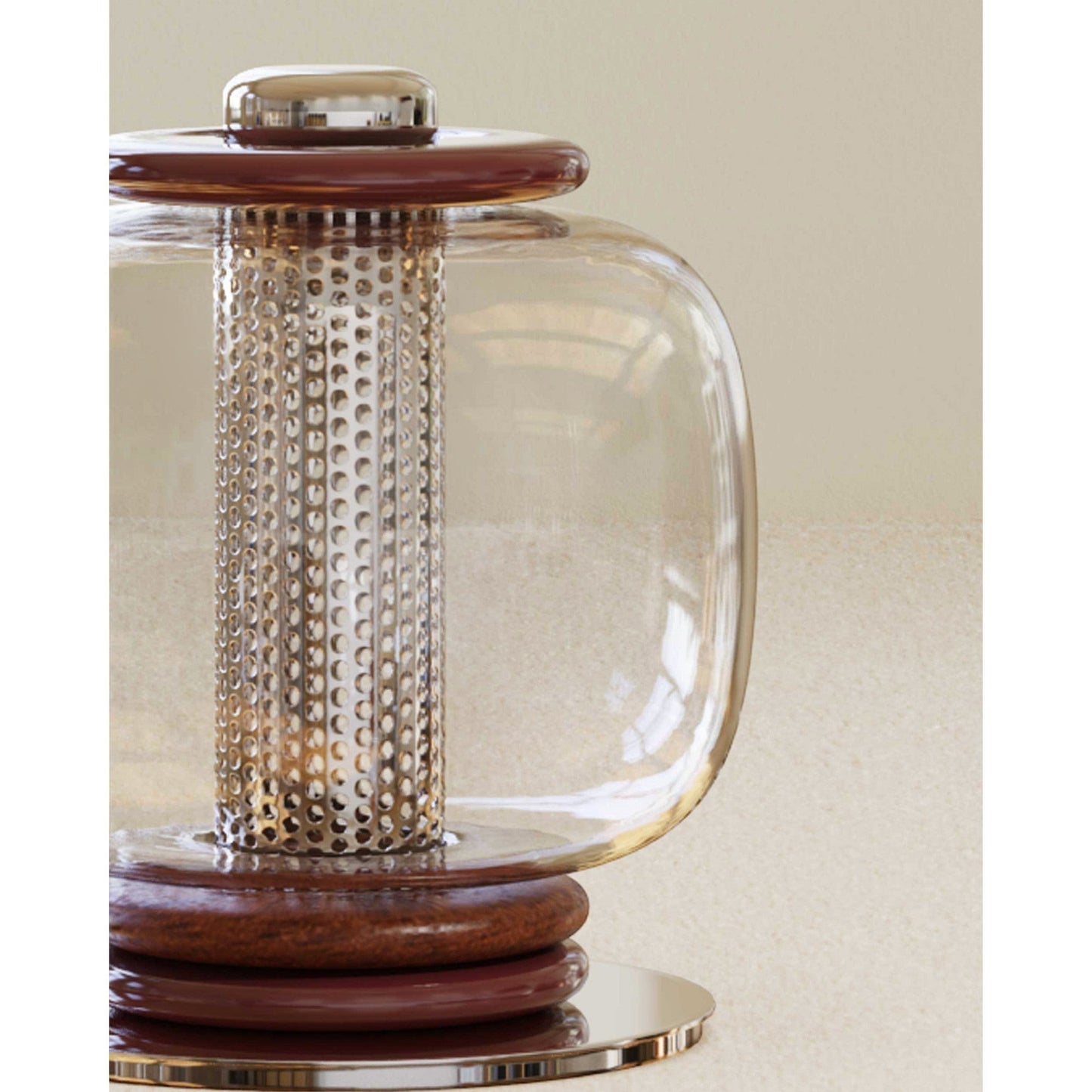Blown Glass Globe & Perforated Cylinder Table Lamp | Totem 25cm 32cm