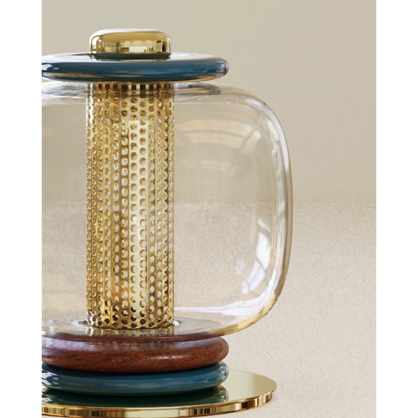 Blown Glass Globe & Perforated Cylinder Table Lamp | Totem 25cm 32cm