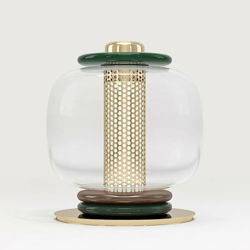 Blown Glass Globe & Perforated Cylinder Table Lamp | Totem 25cm 32cm