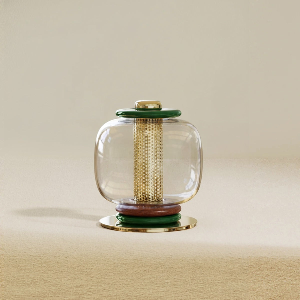Blown Glass Globe & Perforated Cylinder Table Lamp | Totem 25cm 32cm