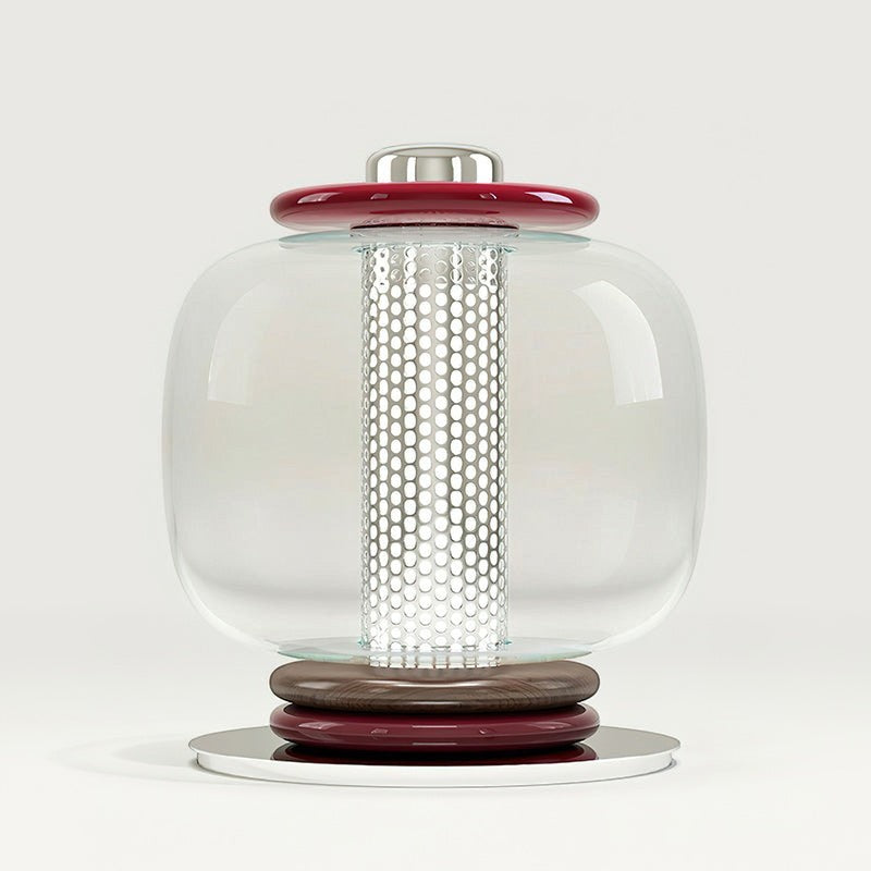 Blown Glass Globe & Perforated Cylinder Table Lamp | Totem 25cm 32cm
