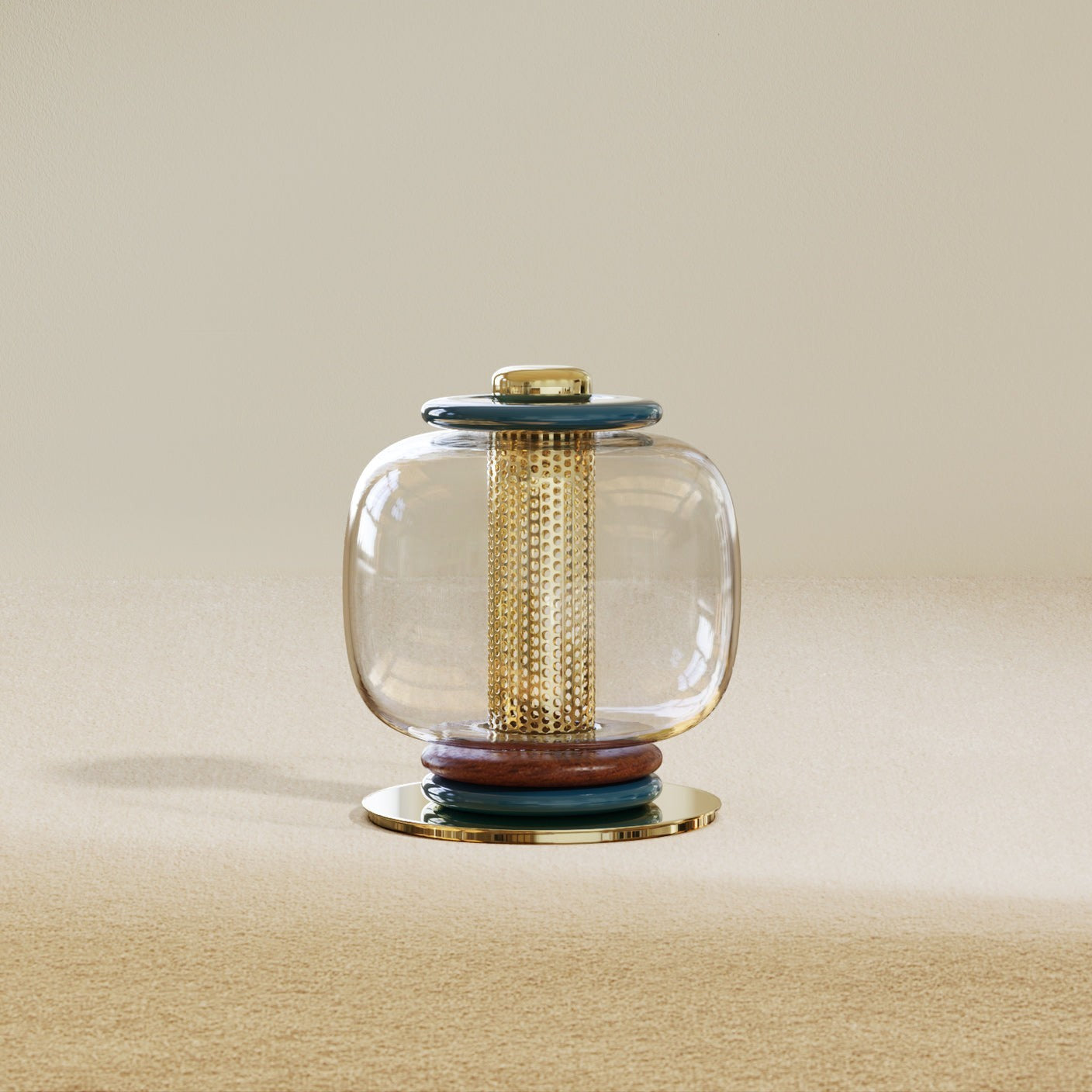 Blown Glass Globe & Perforated Cylinder Table Lamp | Totem 25cm 32cm