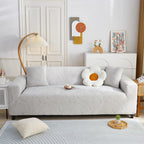 Stretch Jacquard Sofa Cover - Front View on Sofa in Living Room