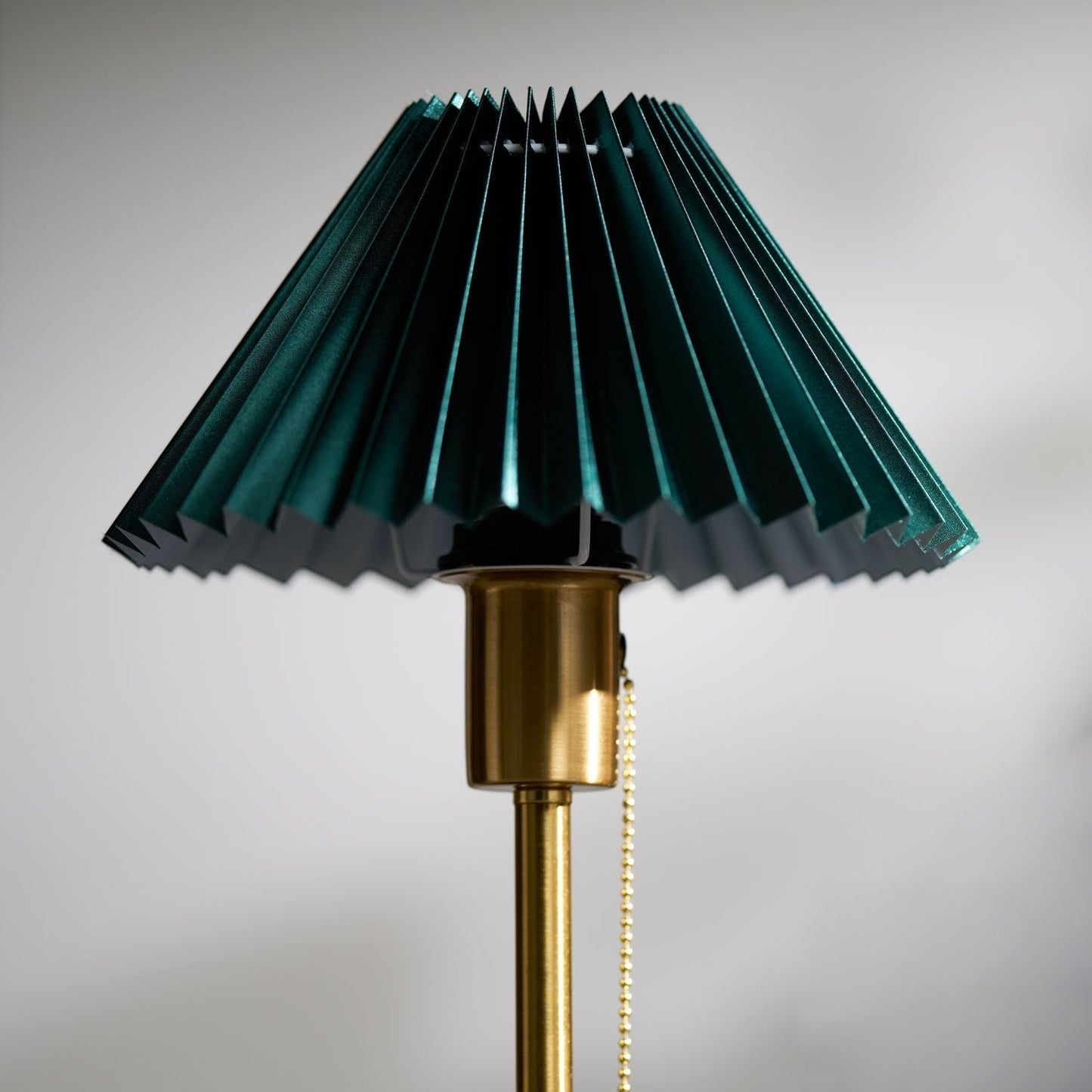 Green Pleated Shade & Gold Black Metal Table Lamp | 25cm 58cm