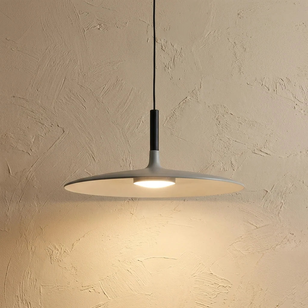 Slim Nordic Pendant Light - Grey Shade, Lit