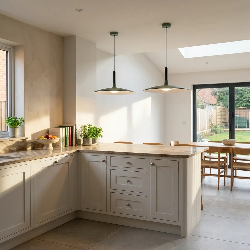 Slim Nordic Pendant Light - Two Pendants Above Kitchen