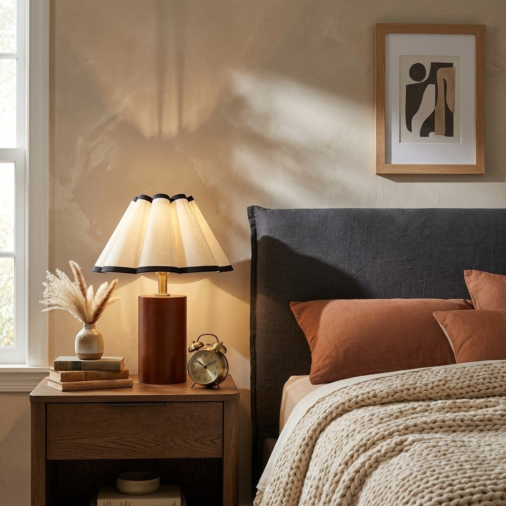 Sustainable Wabi-Sabi Wood Table Lamp | 26cm 33cm 40W Desk Accent