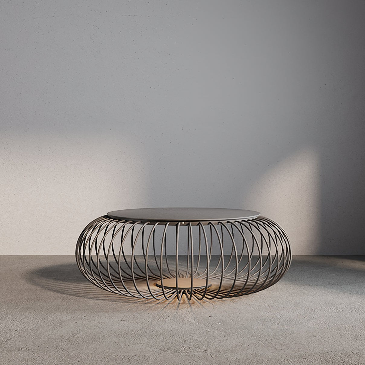 Steel Rib Circular LED Outdoor Lamp | Stool Side-Table Garden Patio