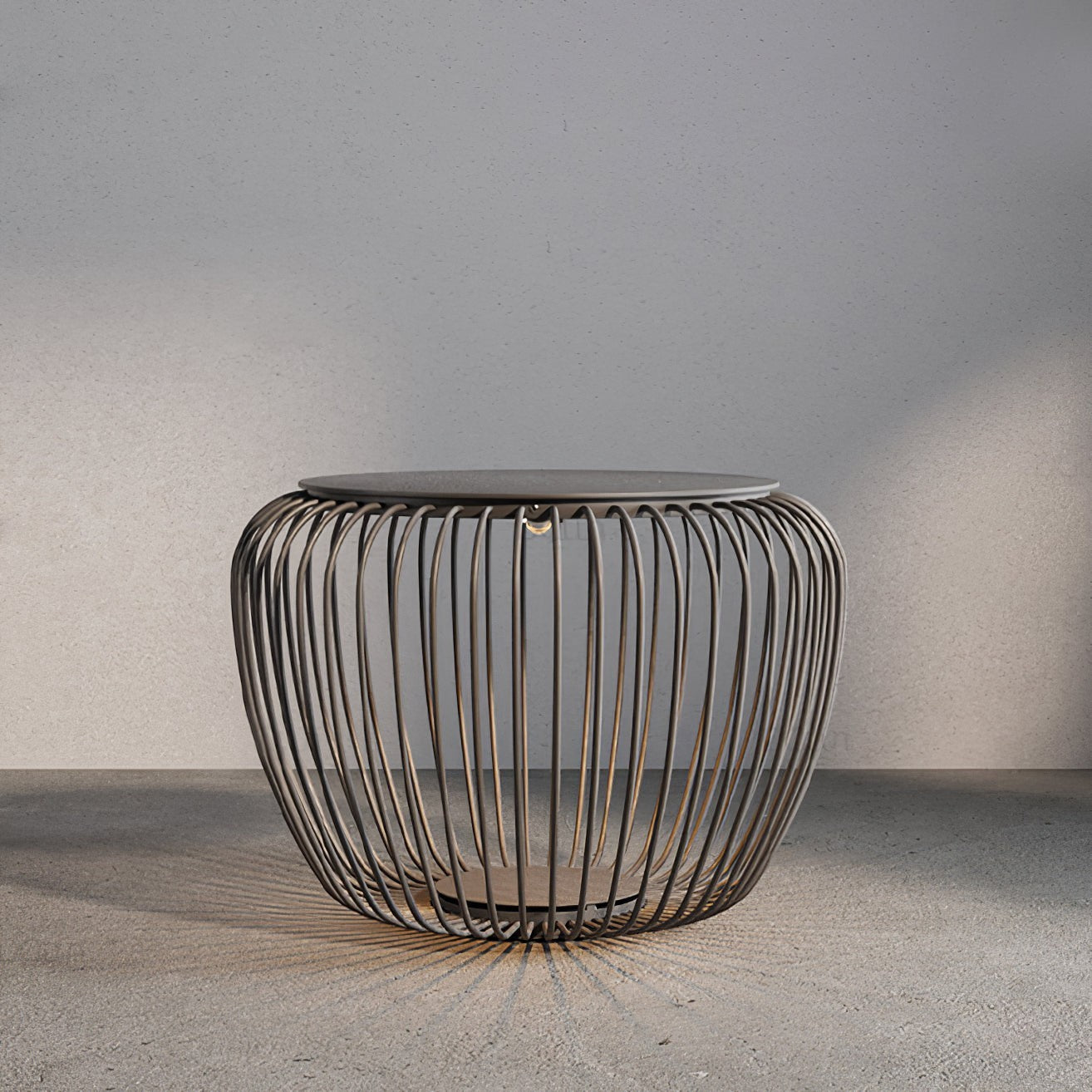 Steel Rib Circular LED Outdoor Lamp | Stool Side-Table Garden Patio