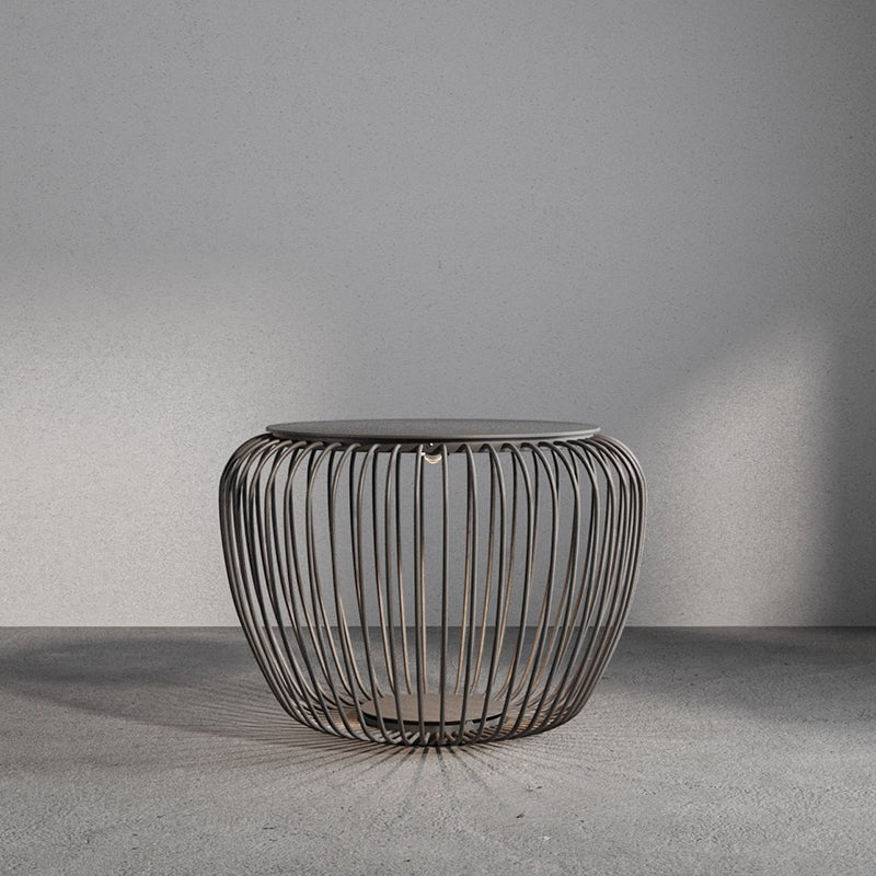 Steel Rib Circular LED Outdoor Lamp | Stool Side-Table Garden Patio