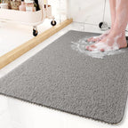 Non-Slip Loop Shower Mat - Grey Mat with Wet Feet