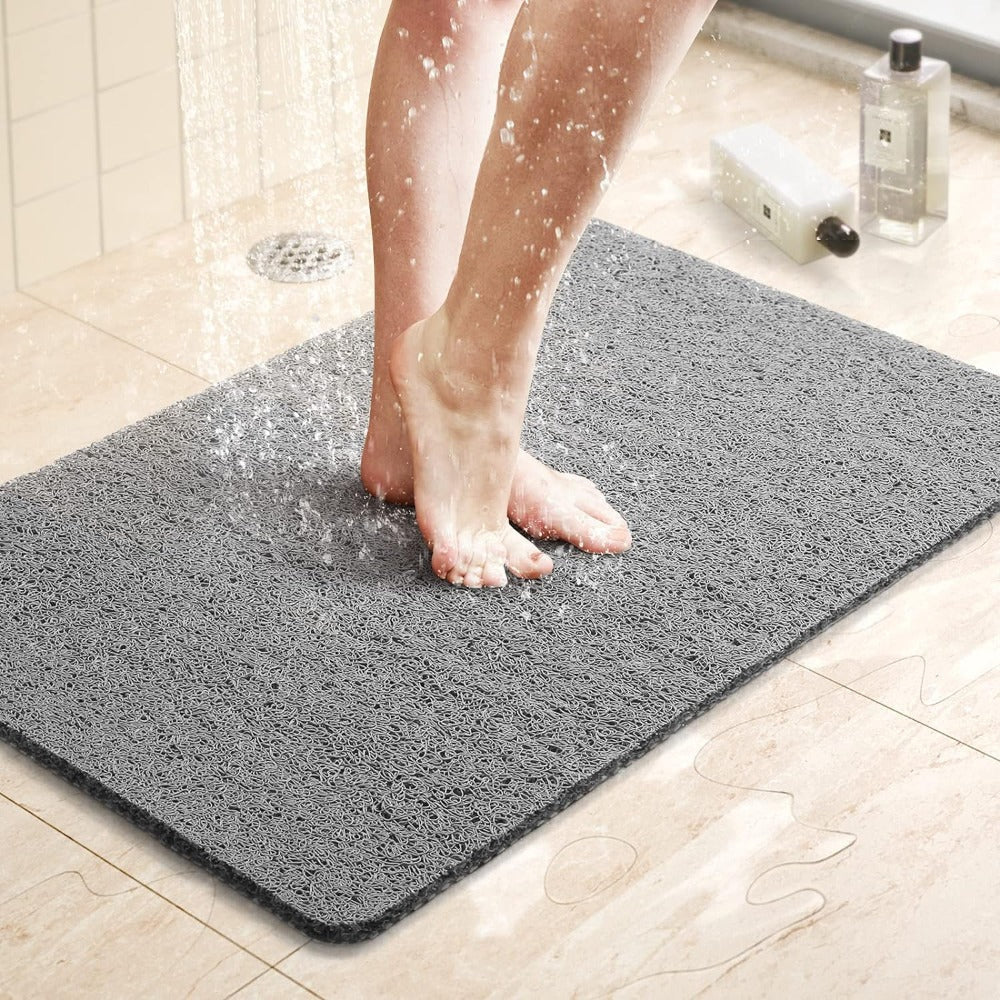 Non-Slip Loop Shower Mat - Grey Mat in Shower
