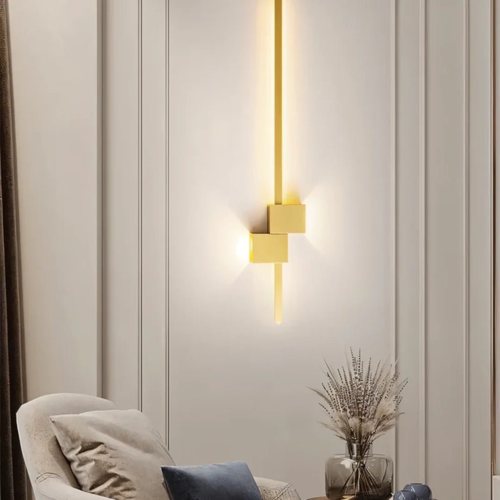 Up & Down LED Wall Light - Gold Finish Mounted Vertically