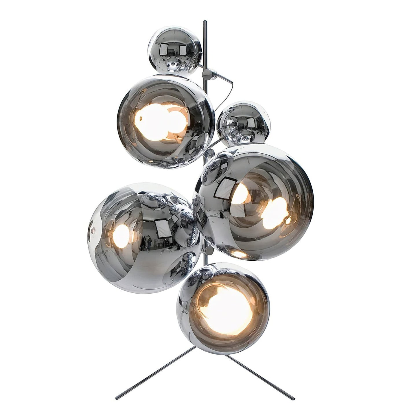 90cm Transparent Glass Sphere Floor Lamp | 170cm Mirror Ball E26