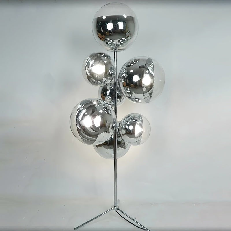 90cm Transparent Glass Sphere Floor Lamp | 170cm Mirror Ball E26