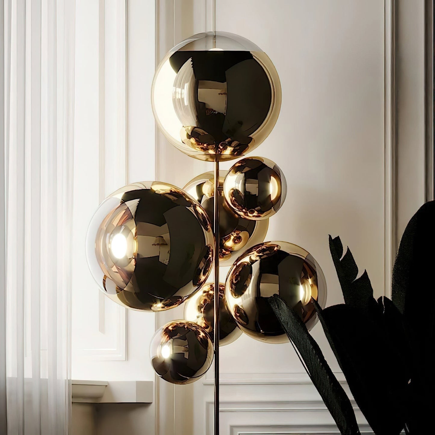 90cm Transparent Glass Sphere Floor Lamp | 170cm Mirror Ball E26