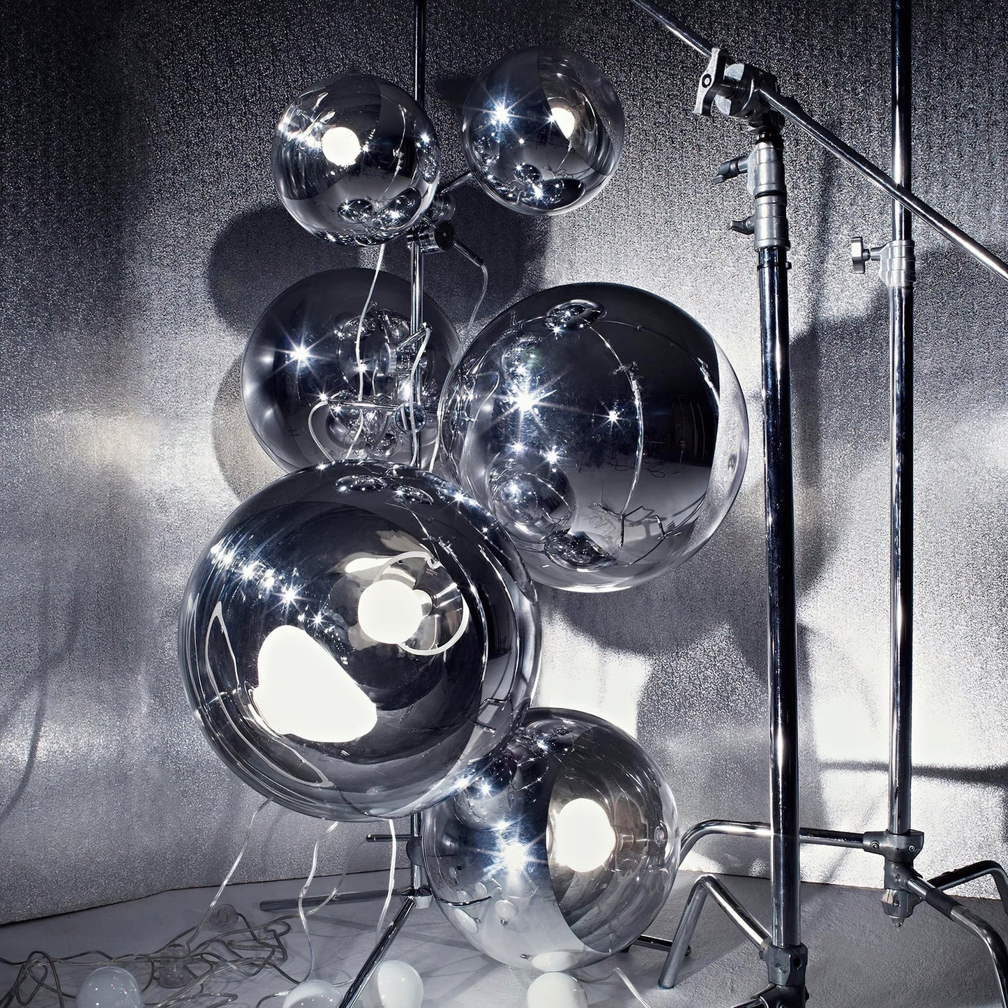 90cm Transparent Glass Sphere Floor Lamp | 170cm Mirror Ball E26