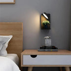 LED Bedside Wall Light with Shelf and USB Port - Black Finish Above Bedside Table