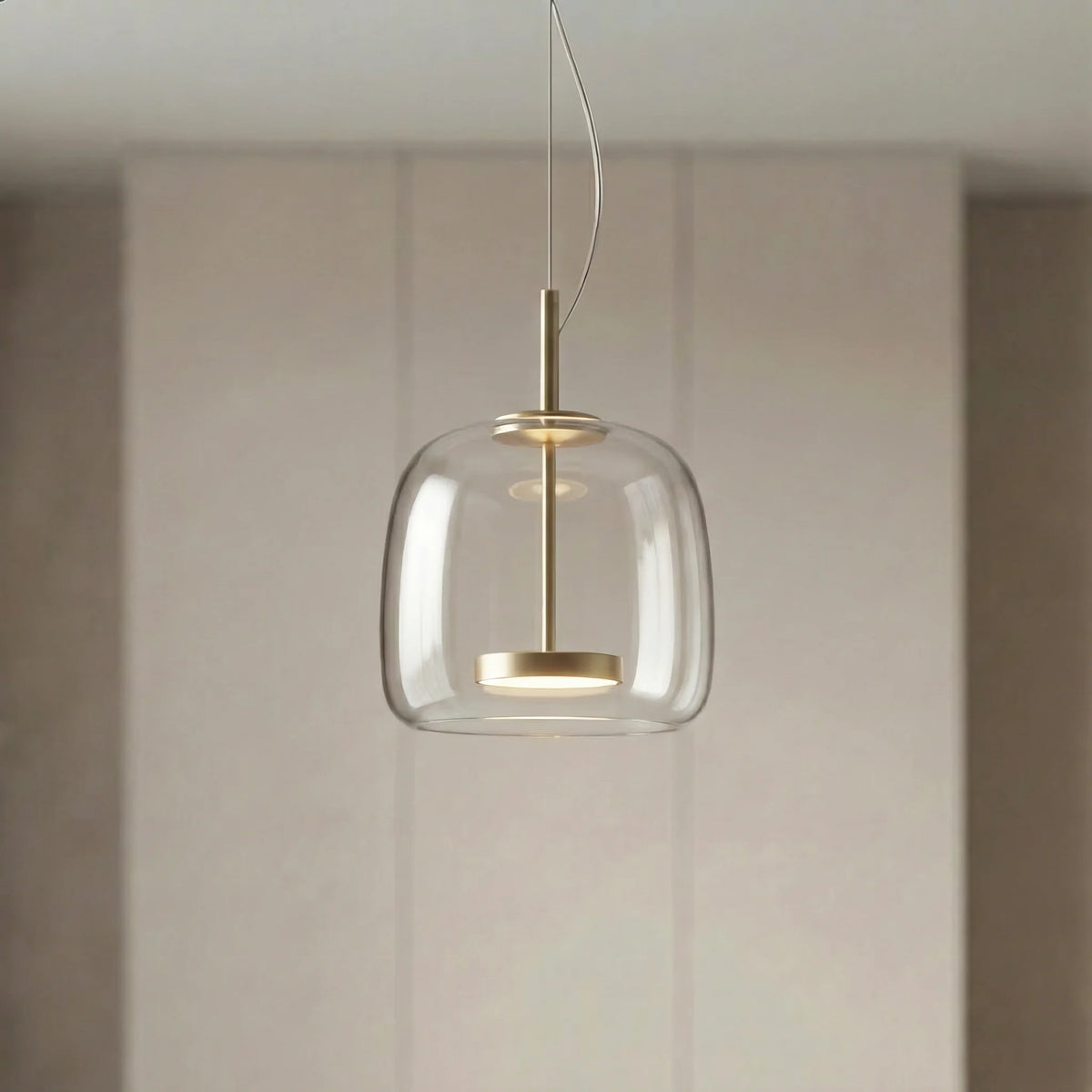 Tinted Glass Pendant Light - Clear Glass Rounded Shade
