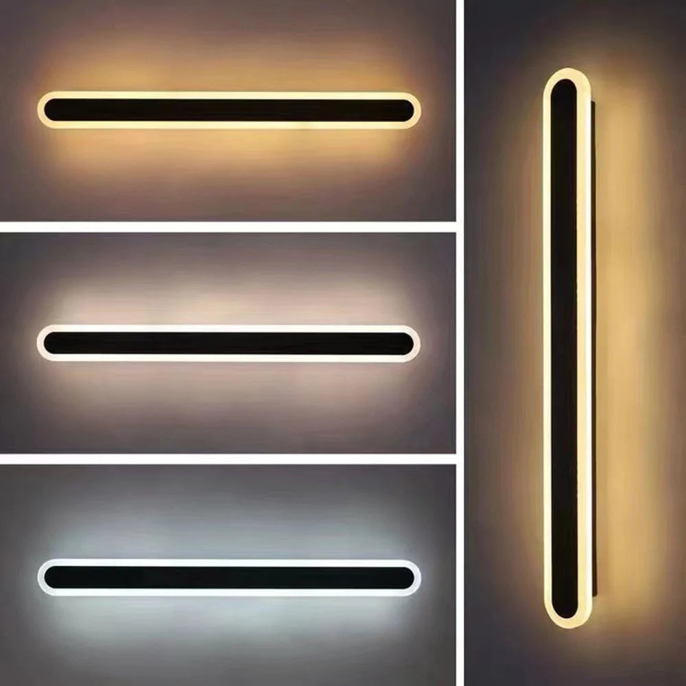 Black Linear Outdoor Wall Light - Three Light Colours and Vertical Mounting