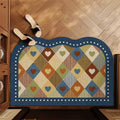 Arched Retro Check Doormat - Top View in Entryway with Slippers