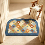 Arched Retro Check Doormat - In Doorway on Stone Floor