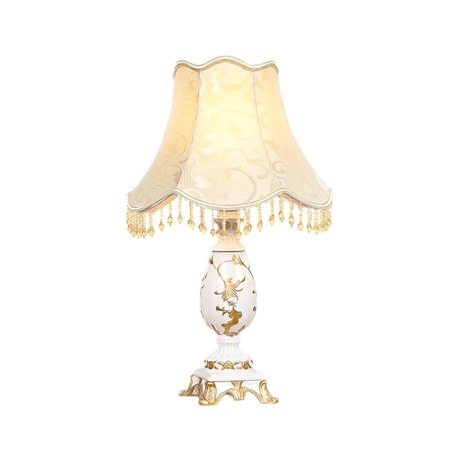 European Gold-Pattern Resin & Bead Table Lamp | 31cm 43cm Bedside