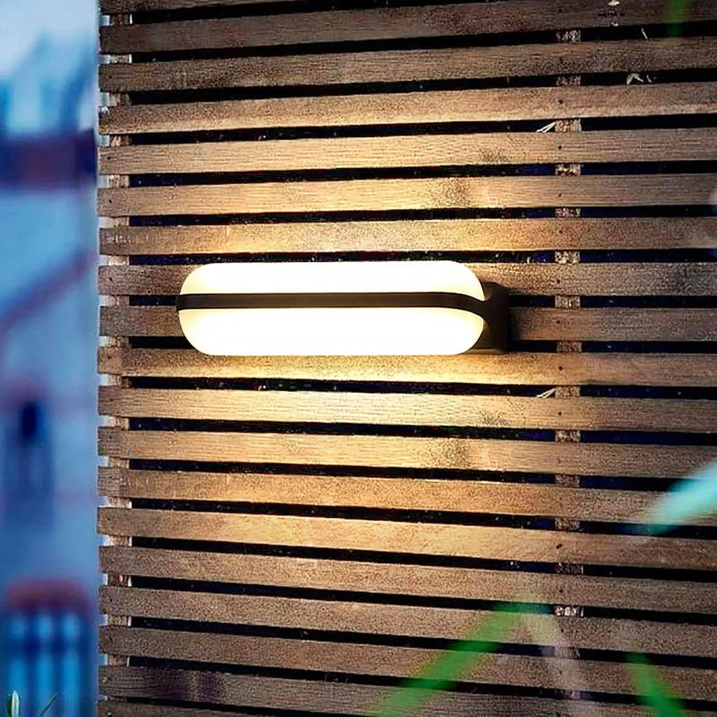 Modern Outdoor LED Wall Light - 2 Light Version on Wooden Slats
