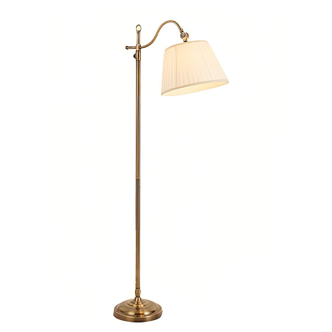 Adjustable Arch Fabric Shade Light Vintage Style | Copper Floor Lamp