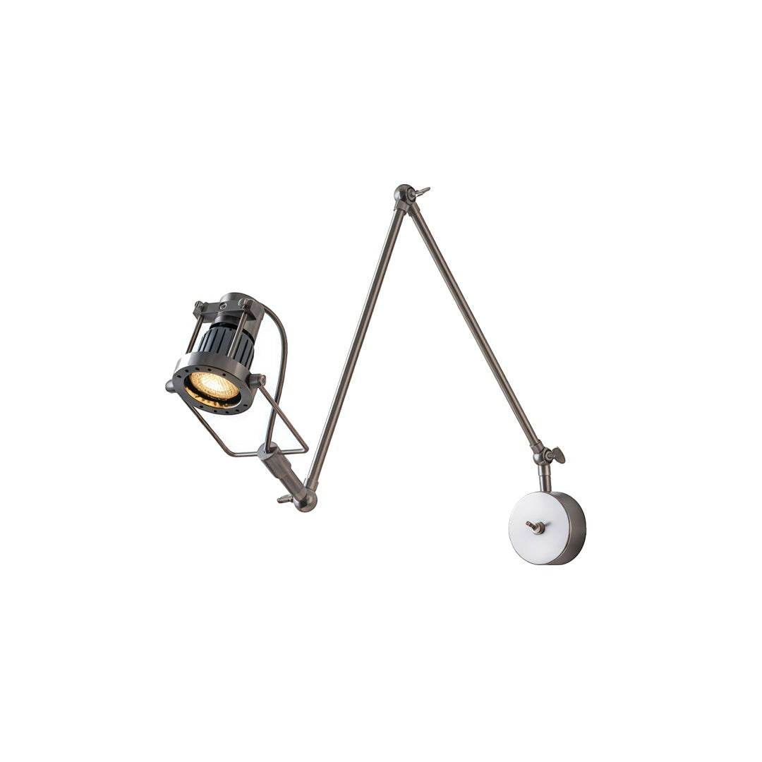 Industrial Adjustable LED Light | Nickel Swing Arm Sconce