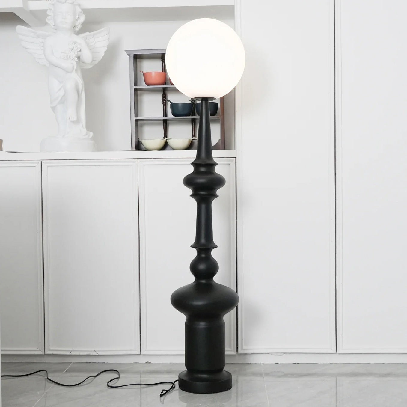 30cm Resin & Acrylic Floor Lamp | 140cm Black or White Modern E26